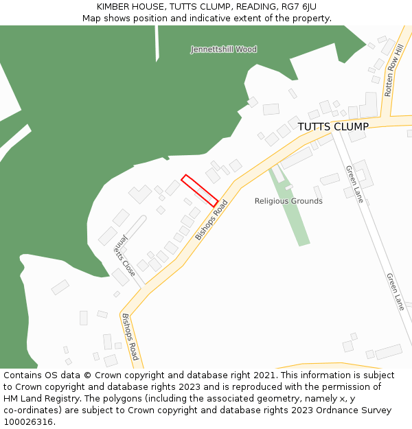 KIMBER HOUSE, TUTTS CLUMP, READING, RG7 6JU: Location map and indicative extent of plot