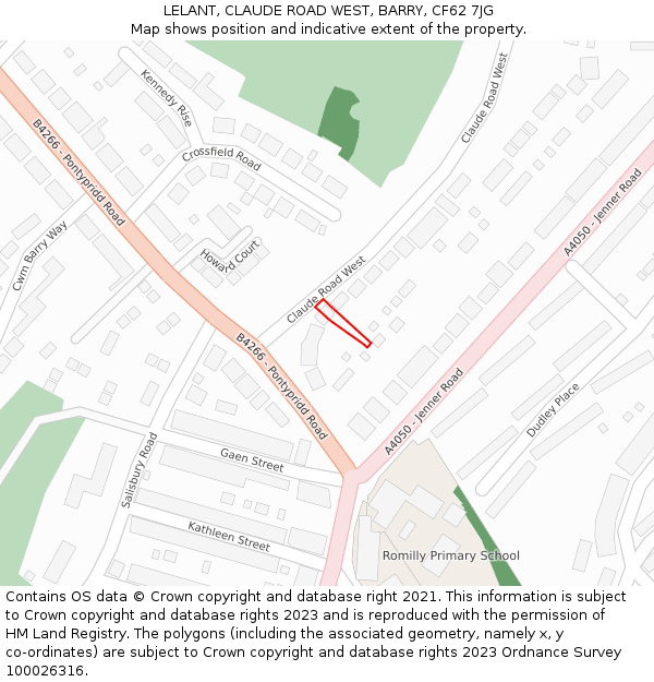 LELANT, CLAUDE ROAD WEST, BARRY, CF62 7JG: Location map and indicative extent of plot