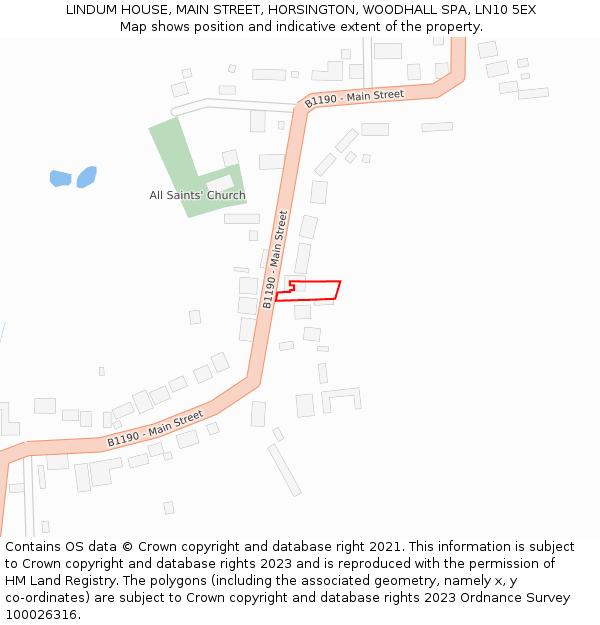 LINDUM HOUSE, MAIN STREET, HORSINGTON, WOODHALL SPA, LN10 5EX: Location map and indicative extent of plot