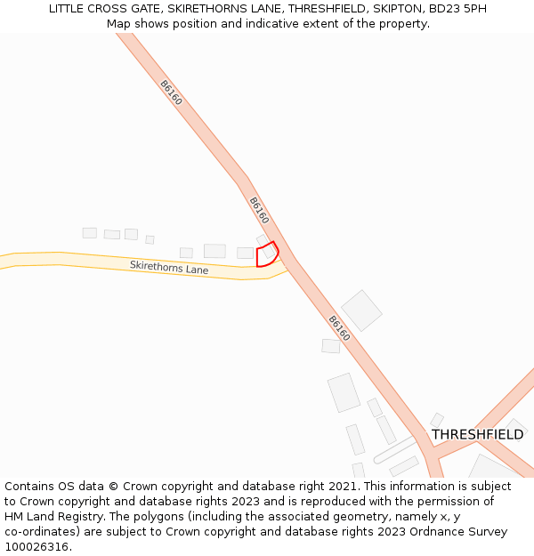 LITTLE CROSS GATE, SKIRETHORNS LANE, THRESHFIELD, SKIPTON, BD23 5PH: Location map and indicative extent of plot