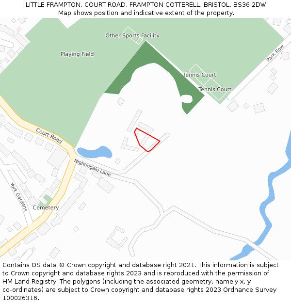 LITTLE FRAMPTON, COURT ROAD, FRAMPTON COTTERELL, BRISTOL, BS36 2DW: Location map and indicative extent of plot