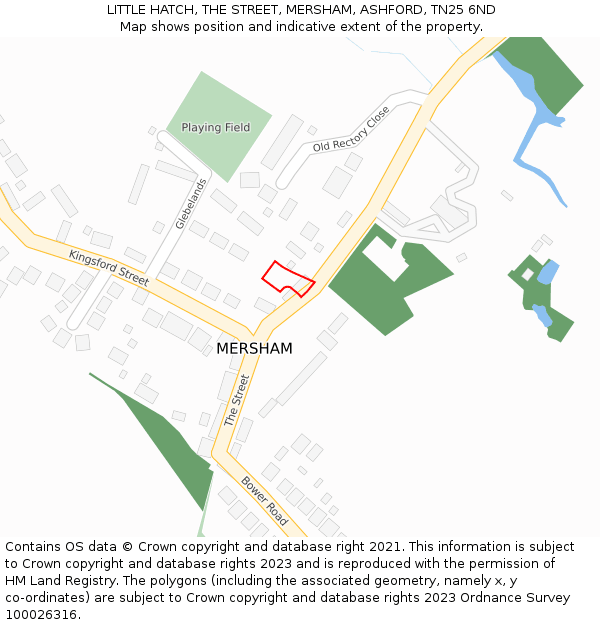 LITTLE HATCH, THE STREET, MERSHAM, ASHFORD, TN25 6ND: Location map and indicative extent of plot