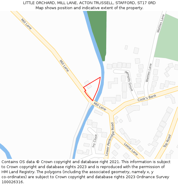 LITTLE ORCHARD, MILL LANE, ACTON TRUSSELL, STAFFORD, ST17 0RD: Location map and indicative extent of plot