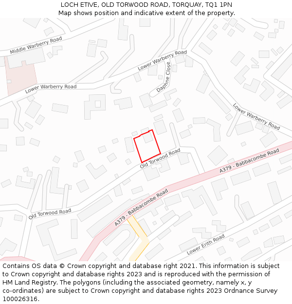 LOCH ETIVE, OLD TORWOOD ROAD, TORQUAY, TQ1 1PN: Location map and indicative extent of plot