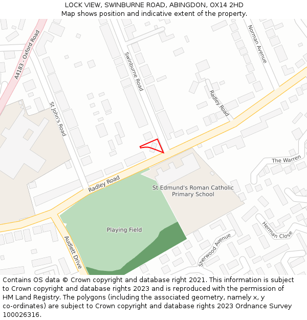 LOCK VIEW, SWINBURNE ROAD, ABINGDON, OX14 2HD: Location map and indicative extent of plot