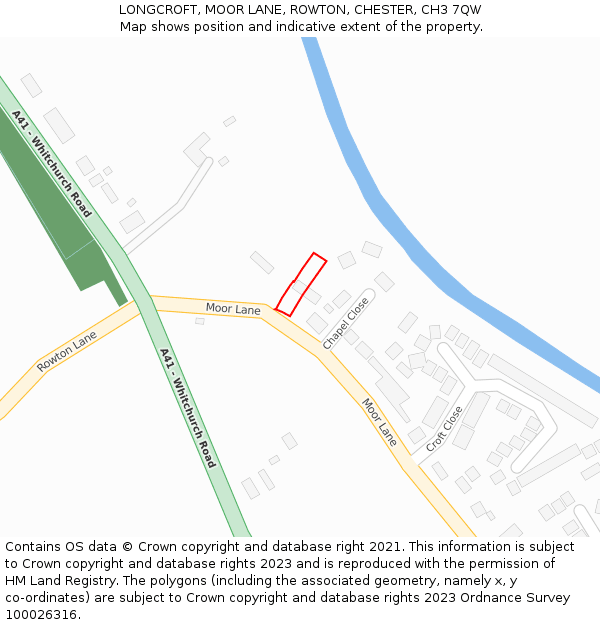 LONGCROFT, MOOR LANE, ROWTON, CHESTER, CH3 7QW: Location map and indicative extent of plot