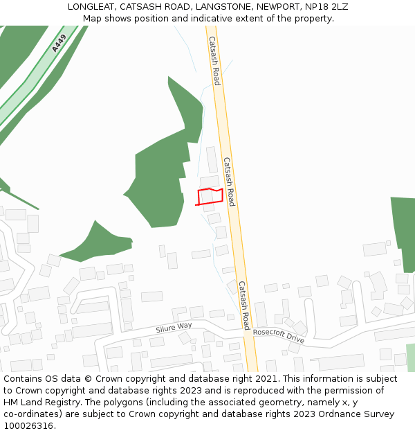 LONGLEAT, CATSASH ROAD, LANGSTONE, NEWPORT, NP18 2LZ: Location map and indicative extent of plot