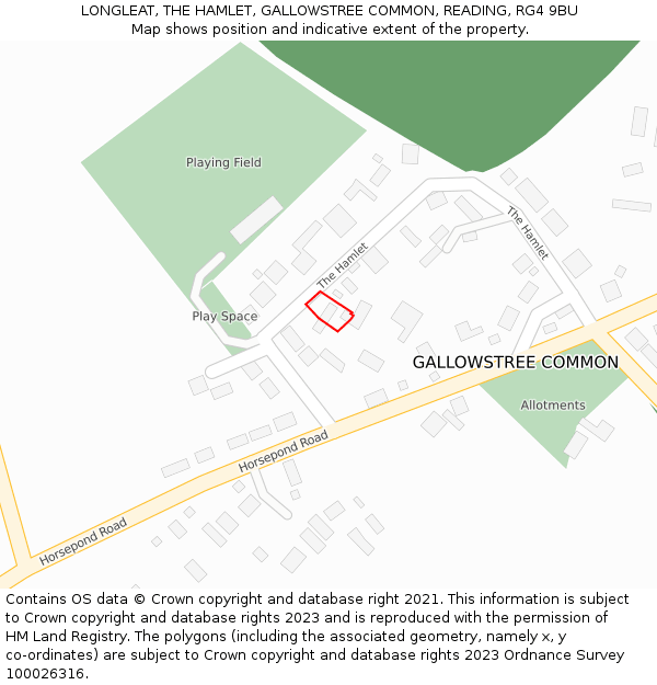 LONGLEAT, THE HAMLET, GALLOWSTREE COMMON, READING, RG4 9BU: Location map and indicative extent of plot