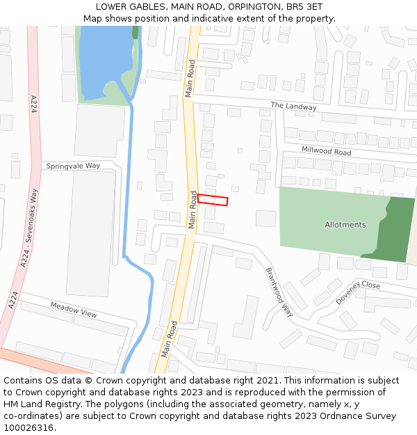 LOWER GABLES, MAIN ROAD, ORPINGTON, BR5 3ET: Location map and indicative extent of plot