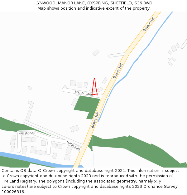 LYNWOOD, MANOR LANE, OXSPRING, SHEFFIELD, S36 8WD: Location map and indicative extent of plot