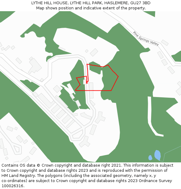 LYTHE HILL HOUSE, LYTHE HILL PARK, HASLEMERE, GU27 3BD: Location map and indicative extent of plot