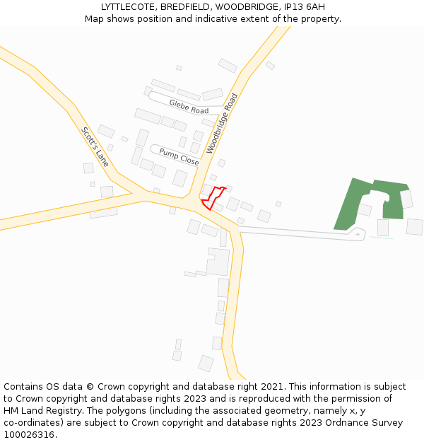 LYTTLECOTE, BREDFIELD, WOODBRIDGE, IP13 6AH: Location map and indicative extent of plot