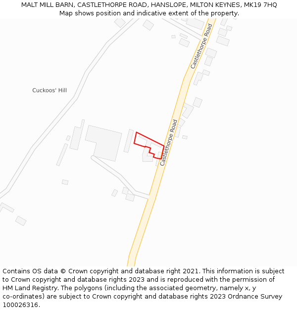 MALT MILL BARN, CASTLETHORPE ROAD, HANSLOPE, MILTON KEYNES, MK19 7HQ: Location map and indicative extent of plot