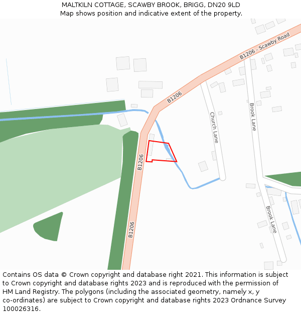 MALTKILN COTTAGE, SCAWBY BROOK, BRIGG, DN20 9LD: Location map and indicative extent of plot