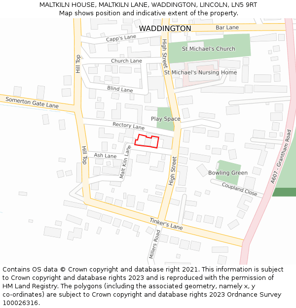 MALTKILN HOUSE, MALTKILN LANE, WADDINGTON, LINCOLN, LN5 9RT: Location map and indicative extent of plot