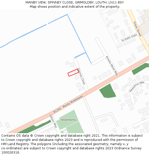 MANBY VIEW, SPINNEY CLOSE, GRIMOLDBY, LOUTH, LN11 8SY: Location map and indicative extent of plot