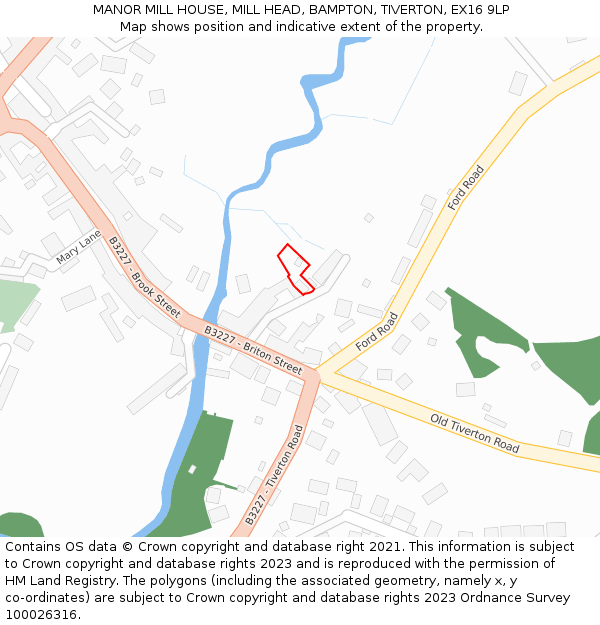 MANOR MILL HOUSE, MILL HEAD, BAMPTON, TIVERTON, EX16 9LP: Location map and indicative extent of plot