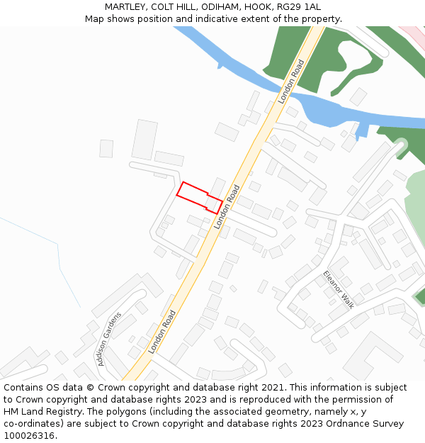 MARTLEY, COLT HILL, ODIHAM, HOOK, RG29 1AL: Location map and indicative extent of plot