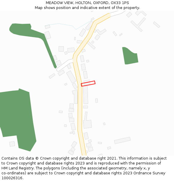 MEADOW VIEW, HOLTON, OXFORD, OX33 1PS: Location map and indicative extent of plot