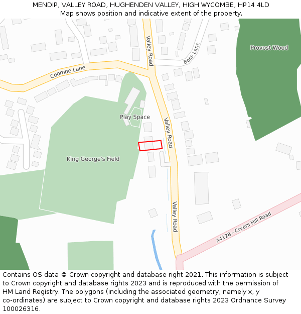 MENDIP, VALLEY ROAD, HUGHENDEN VALLEY, HIGH WYCOMBE, HP14 4LD: Location map and indicative extent of plot