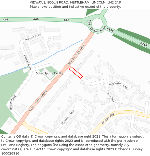 MIDWAY, LINCOLN ROAD, NETTLEHAM, LINCOLN, LN2 2NF: Location map and indicative extent of plot