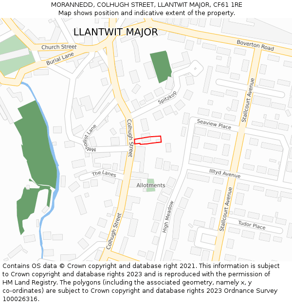 MORANNEDD, COLHUGH STREET, LLANTWIT MAJOR, CF61 1RE: Location map and indicative extent of plot