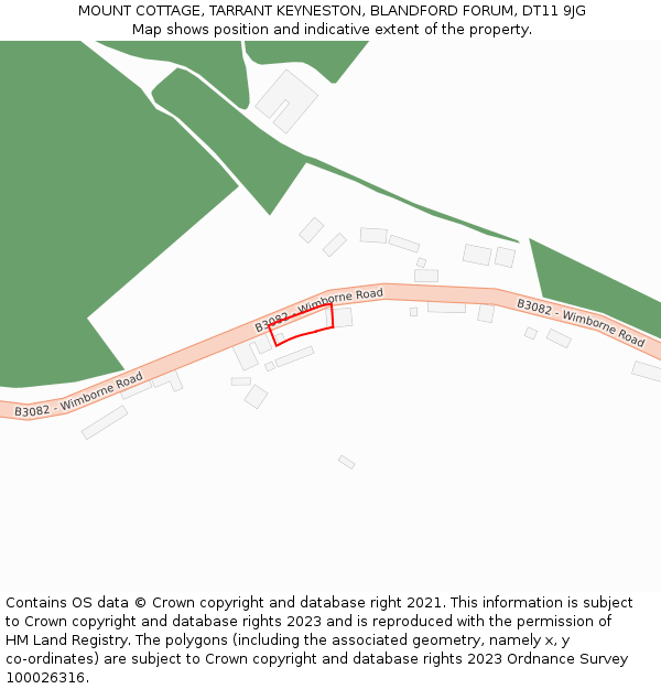 MOUNT COTTAGE, TARRANT KEYNESTON, BLANDFORD FORUM, DT11 9JG: Location map and indicative extent of plot