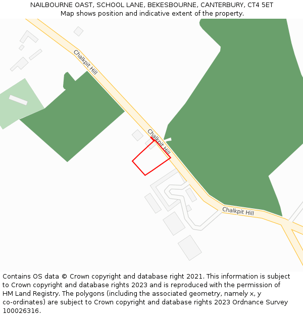 NAILBOURNE OAST, SCHOOL LANE, BEKESBOURNE, CANTERBURY, CT4 5ET: Location map and indicative extent of plot