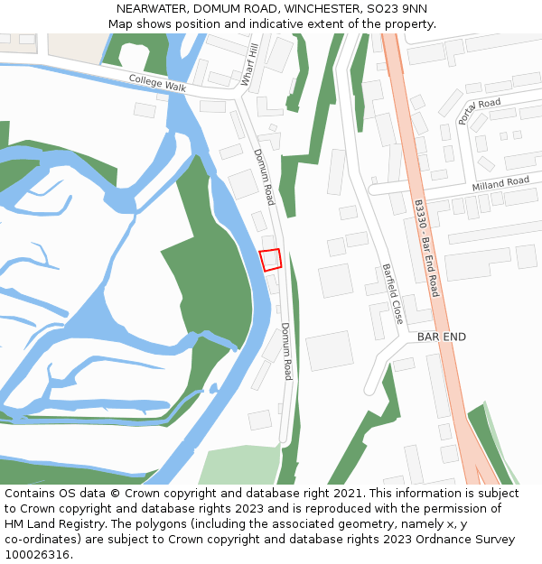 NEARWATER, DOMUM ROAD, WINCHESTER, SO23 9NN: Location map and indicative extent of plot