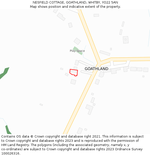 NESFIELD COTTAGE, GOATHLAND, WHITBY, YO22 5AN: Location map and indicative extent of plot