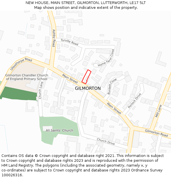 NEW HOUSE, MAIN STREET, GILMORTON, LUTTERWORTH, LE17 5LT: Location map and indicative extent of plot