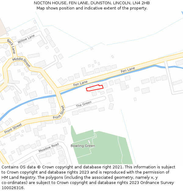NOCTON HOUSE, FEN LANE, DUNSTON, LINCOLN, LN4 2HB: Location map and indicative extent of plot
