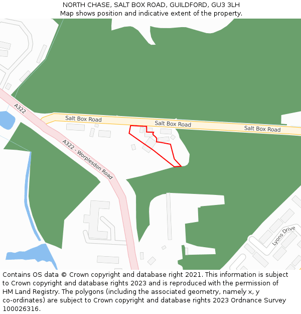 NORTH CHASE, SALT BOX ROAD, GUILDFORD, GU3 3LH: Location map and indicative extent of plot