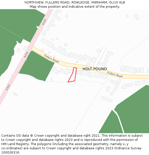 NORTHVIEW, FULLERS ROAD, ROWLEDGE, FARNHAM, GU10 4LB: Location map and indicative extent of plot