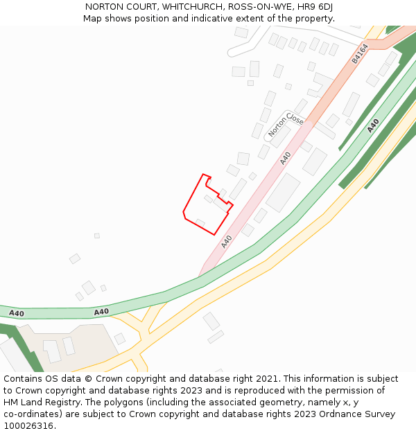 NORTON COURT, WHITCHURCH, ROSS-ON-WYE, HR9 6DJ: Location map and indicative extent of plot