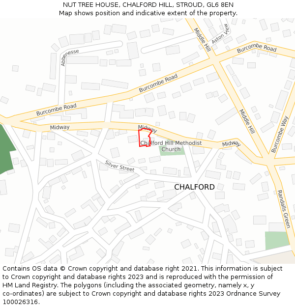 NUT TREE HOUSE, CHALFORD HILL, STROUD, GL6 8EN: Location map and indicative extent of plot