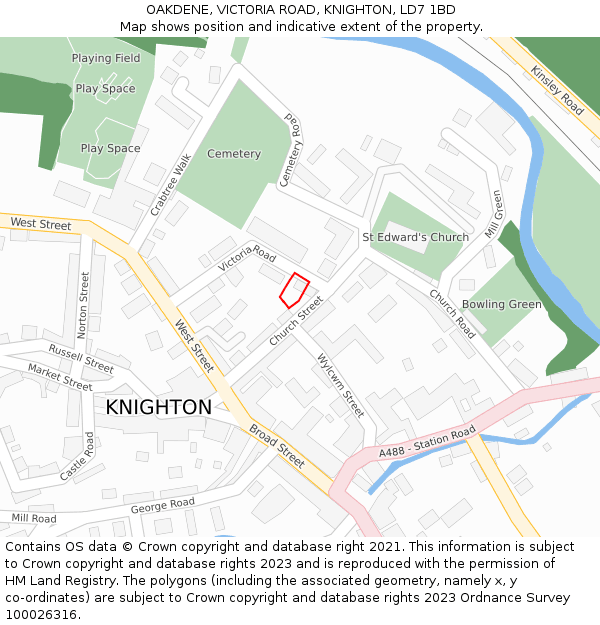 OAKDENE, VICTORIA ROAD, KNIGHTON, LD7 1BD: Location map and indicative extent of plot