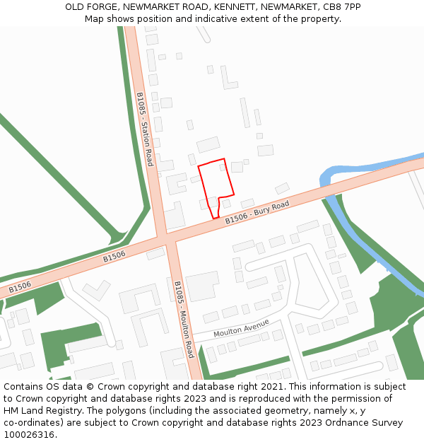 OLD FORGE, NEWMARKET ROAD, KENNETT, NEWMARKET, CB8 7PP: Location map and indicative extent of plot