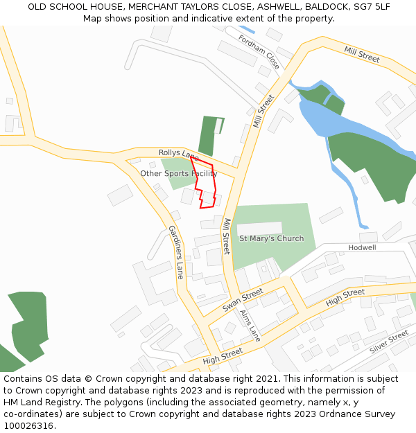 OLD SCHOOL HOUSE, MERCHANT TAYLORS CLOSE, ASHWELL, BALDOCK, SG7 5LF: Location map and indicative extent of plot