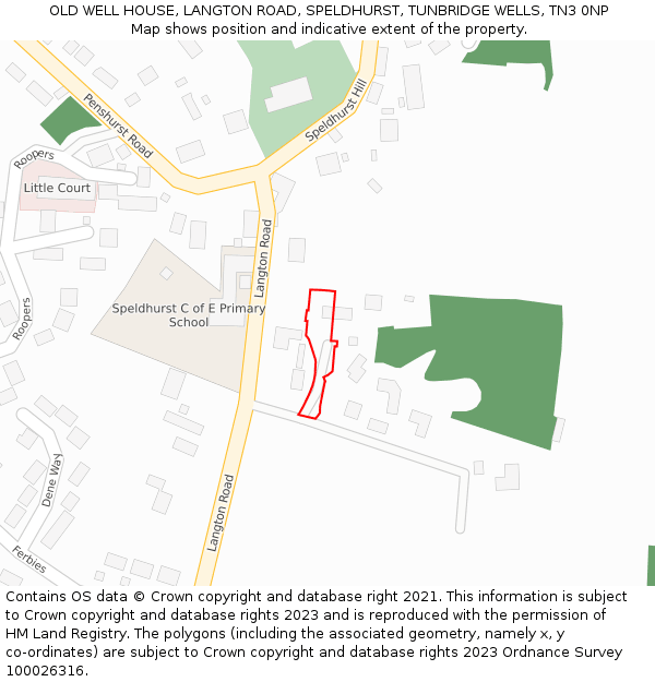 OLD WELL HOUSE, LANGTON ROAD, SPELDHURST, TUNBRIDGE WELLS, TN3 0NP: Location map and indicative extent of plot