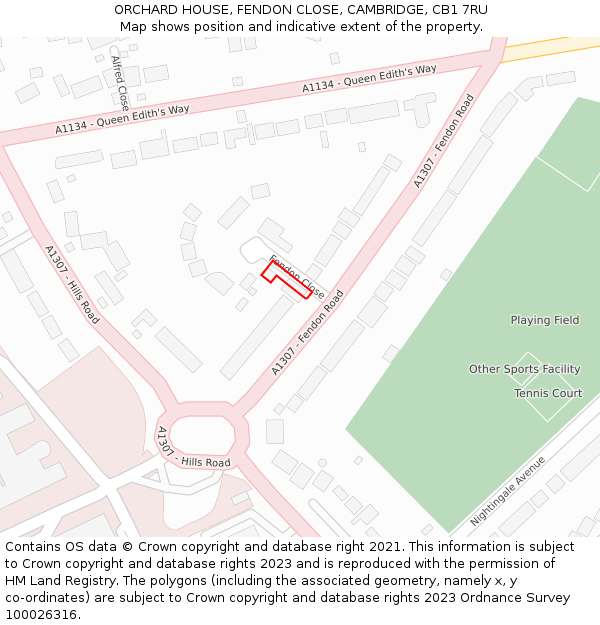 ORCHARD HOUSE, FENDON CLOSE, CAMBRIDGE, CB1 7RU: Location map and indicative extent of plot