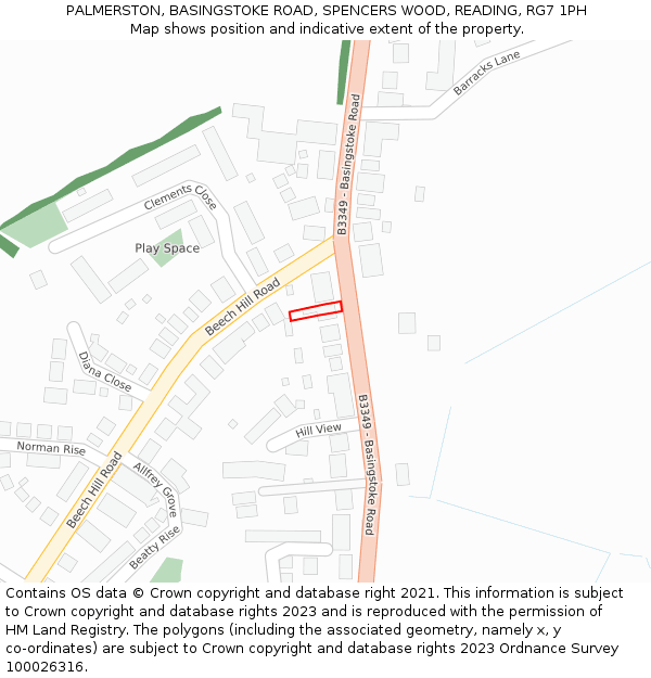 PALMERSTON, BASINGSTOKE ROAD, SPENCERS WOOD, READING, RG7 1PH: Location map and indicative extent of plot