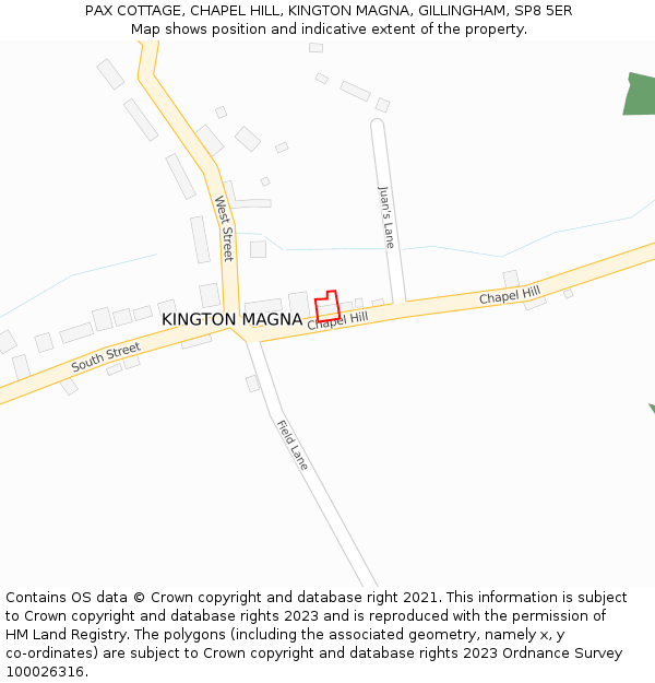 PAX COTTAGE, CHAPEL HILL, KINGTON MAGNA, GILLINGHAM, SP8 5ER: Location map and indicative extent of plot