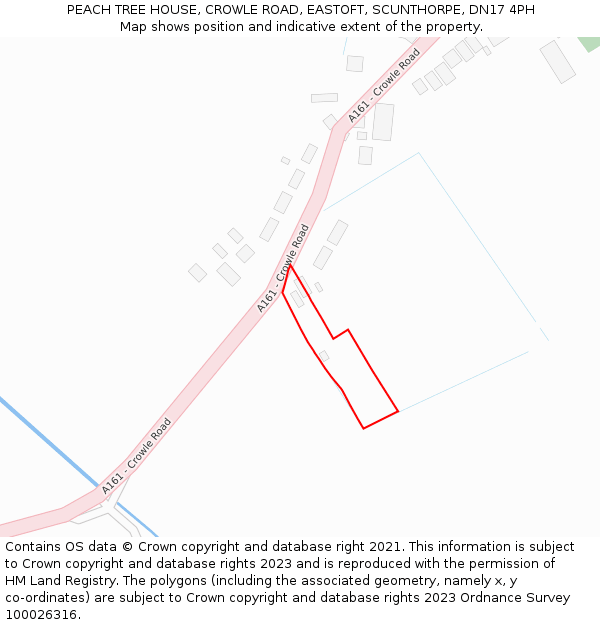 PEACH TREE HOUSE, CROWLE ROAD, EASTOFT, SCUNTHORPE, DN17 4PH: Location map and indicative extent of plot