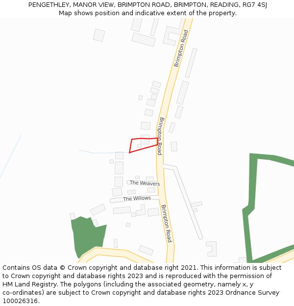 PENGETHLEY, MANOR VIEW, BRIMPTON ROAD, BRIMPTON, READING, RG7 4SJ: Location map and indicative extent of plot