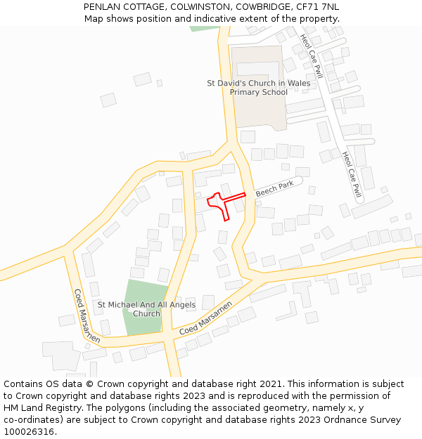 PENLAN COTTAGE, COLWINSTON, COWBRIDGE, CF71 7NL: Location map and indicative extent of plot