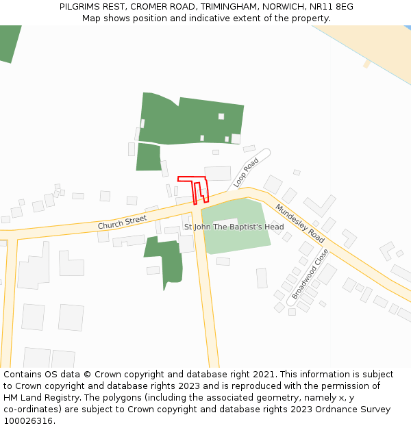 PILGRIMS REST, CROMER ROAD, TRIMINGHAM, NORWICH, NR11 8EG: Location map and indicative extent of plot