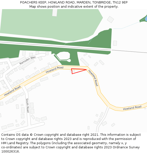 POACHERS KEEP, HOWLAND ROAD, MARDEN, TONBRIDGE, TN12 9EP: Location map and indicative extent of plot