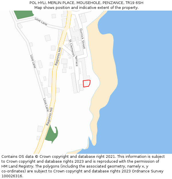 POL HYLI, MERLIN PLACE, MOUSEHOLE, PENZANCE, TR19 6SH: Location map and indicative extent of plot