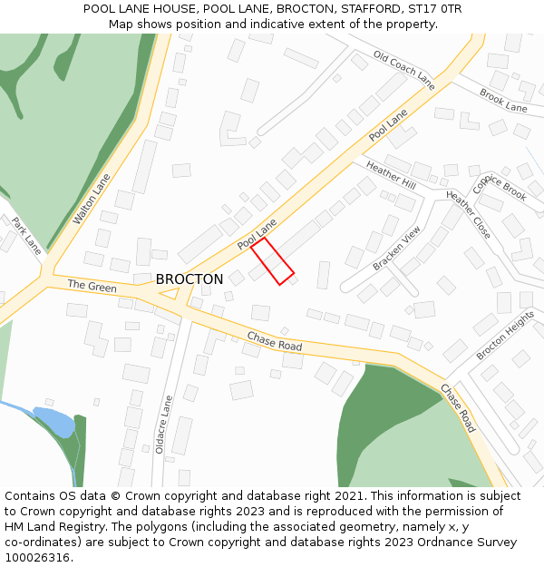 POOL LANE HOUSE, POOL LANE, BROCTON, STAFFORD, ST17 0TR: Location map and indicative extent of plot